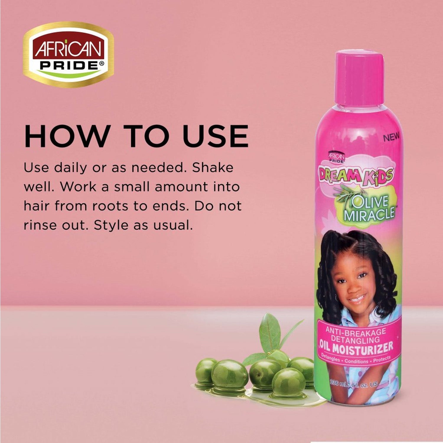 African Pride Dream Kids Olive Miracle Detangling Oil Moisturizer 237ml African Pride