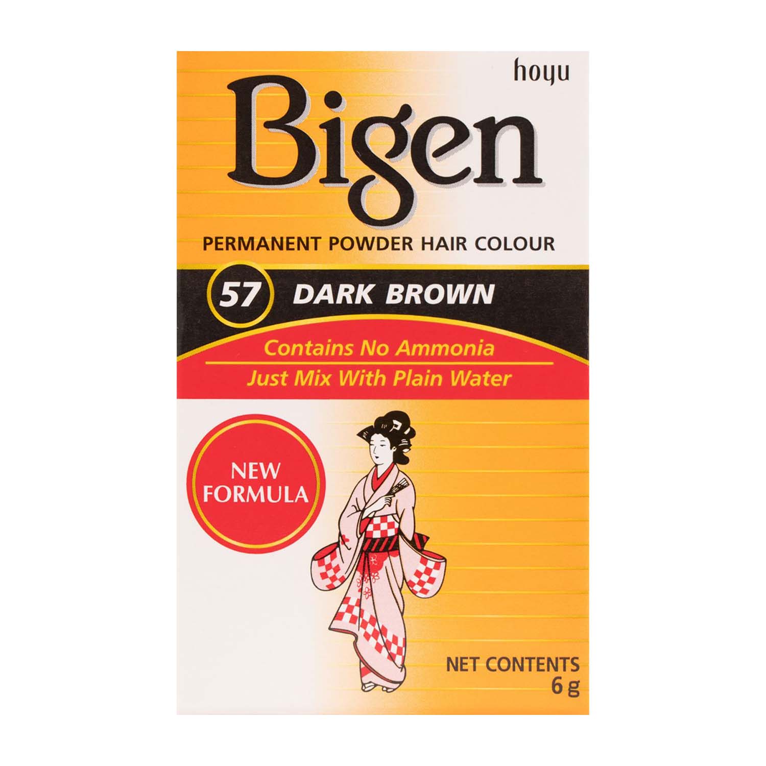 Bigen Hair Colour Dark Brown 57 Permanent Powder - Haarfarbe Dunklebraun 6g Bigen