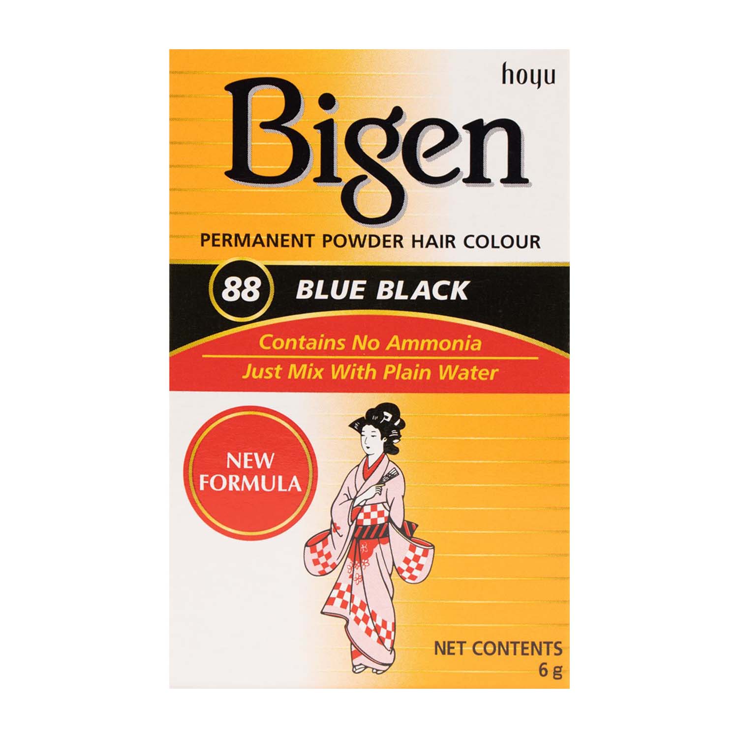 Bigen Hair Color Blue Black 88 Permanent Powder - Schwarz-Blaue Haarfarbe 6g Bigen