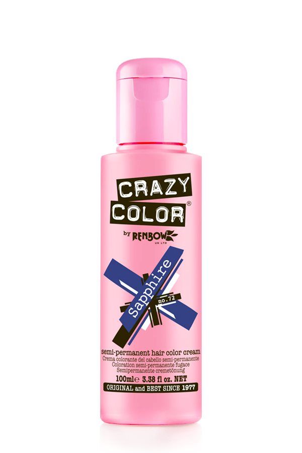 Crazy Color Semi Permanent Hair Dye Cream 72 Sapphire 100ml Crazy Color