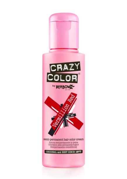 Crazy Color Semi Permanent Hair Dye Cream Vermillion Red no.40 100ml Crazy Color