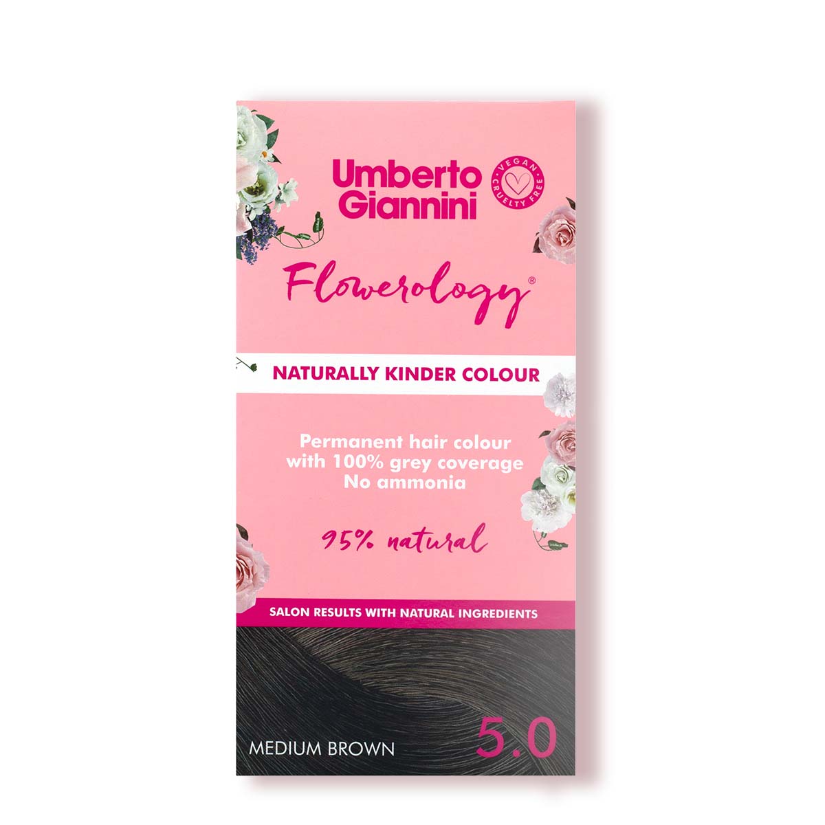 Umberto Giannini Flowerology Naturally Kinder Vegan Colour Medium Brown 5.0 110ml Umberto Giannini