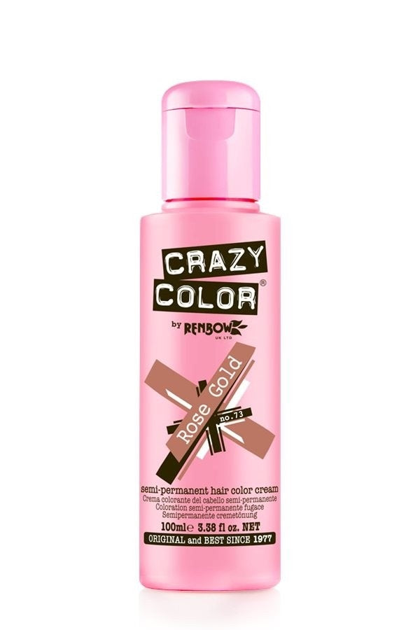 Crazy Color Semi Permanent Hair Dye Cream 73 Rose Gold 100ml Crazy Color