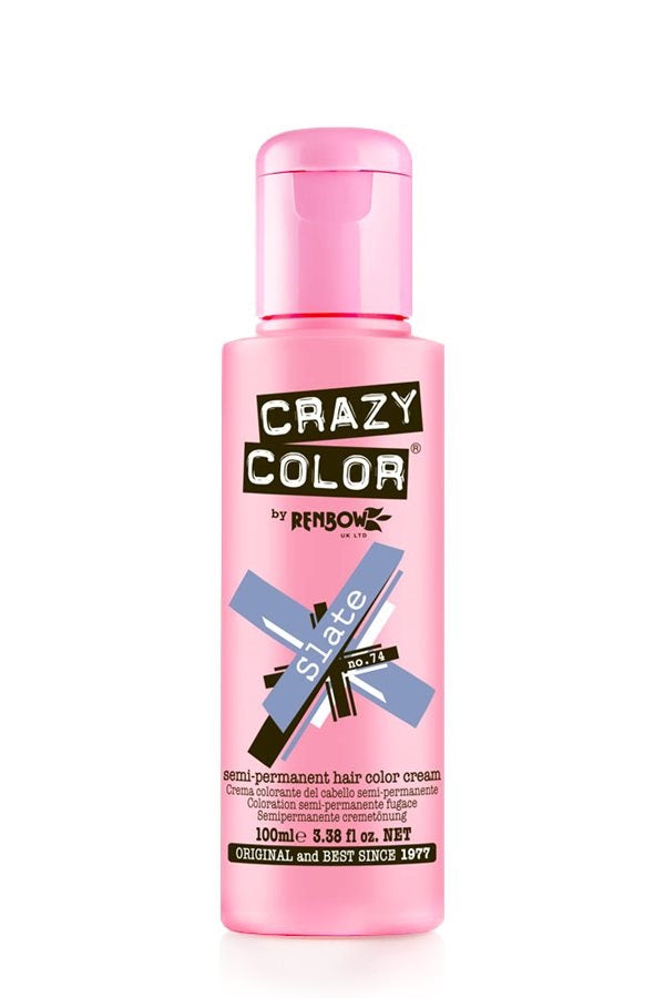 Crazy Color Semi Permanent Hair Dye Cream 74 Slate 100ml Crazy Color