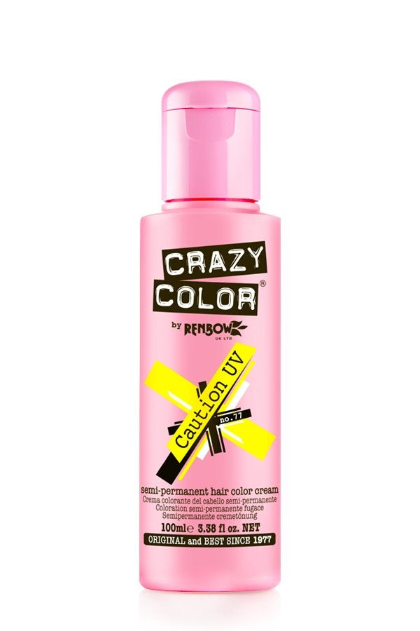 Crazy Color Semi Permanent Hair Dye Cream 77 Caution UV 100ml Crazy Color