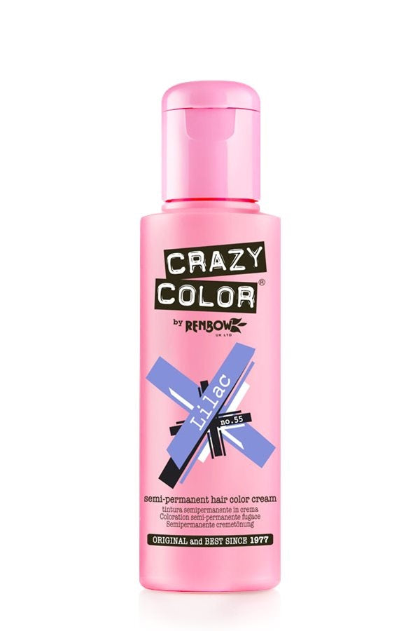 Crazy Color Semi Permanent Hair Dye Cream 55 Lilac 100ml Crazy Color