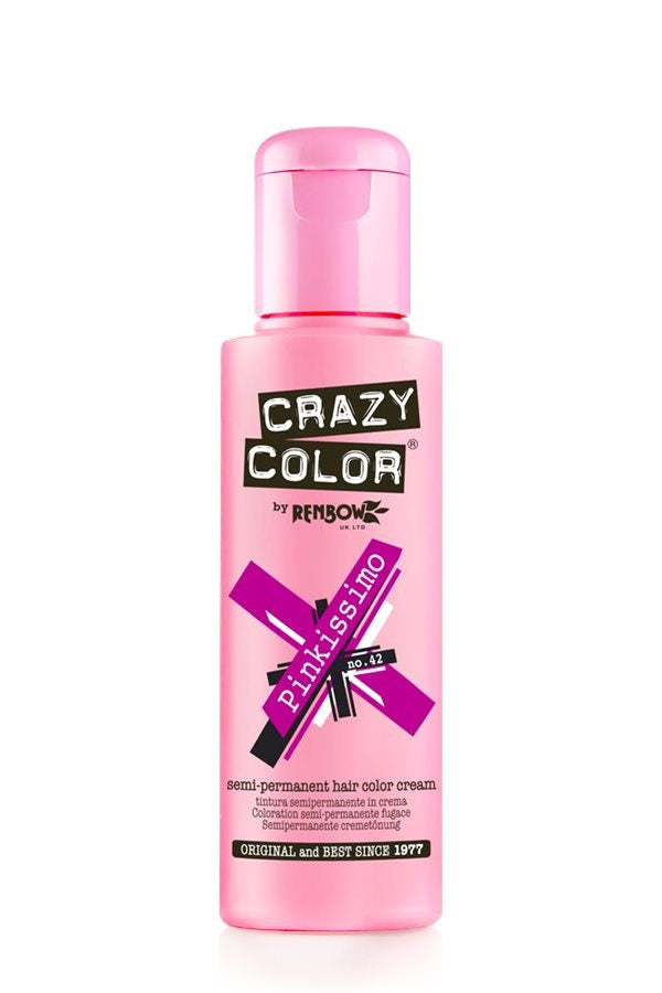 Crazy Color Semi Permanent Hair Dye Cream Silver 42 Pinkissimo 100ml Crazy Color