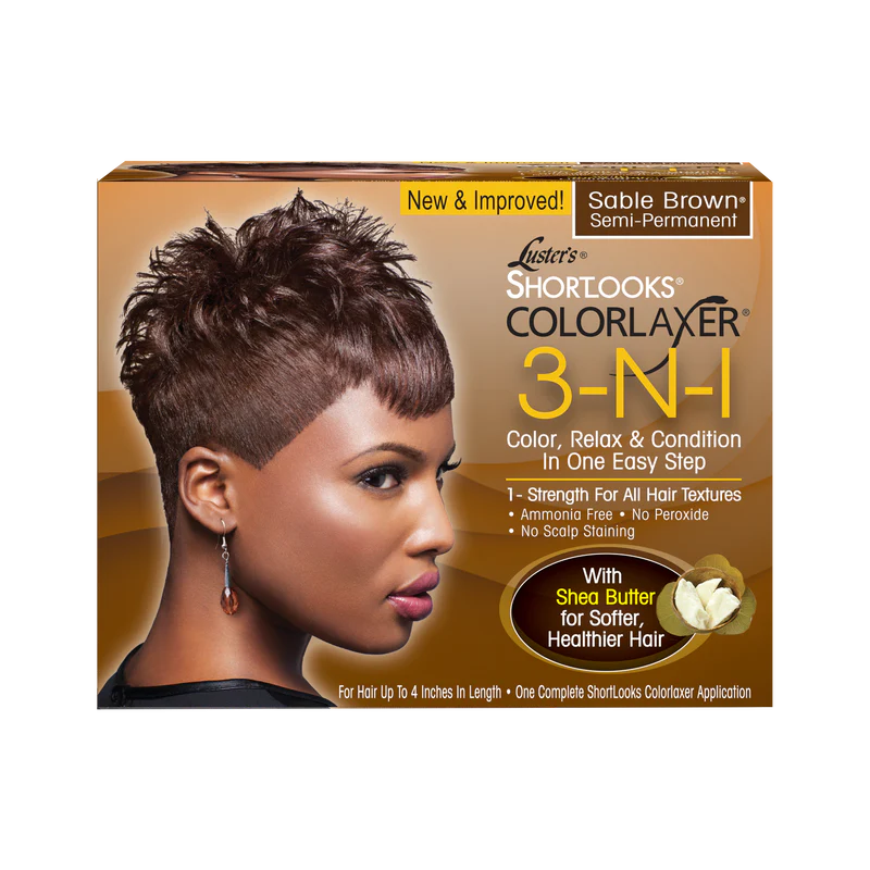 Luster's Pink ShortLooks 3-N-1 Semi Permanent Color Relaxer Sable Brown Luster`s