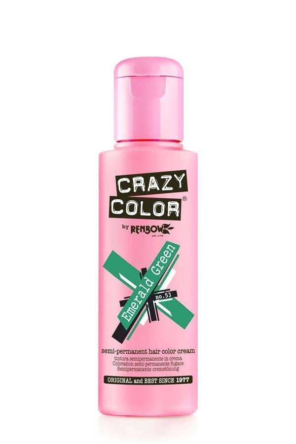 Crazy Color Semi Permanent Hair Dye Cream 53 Emerald Green 100ml Crazy Color