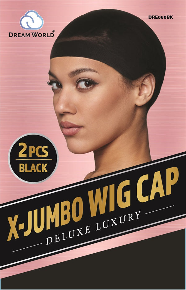Dream World Women Deluxe Luxury X-Jumbo Wig Cap 2pcs Black DRE060BK Dream World