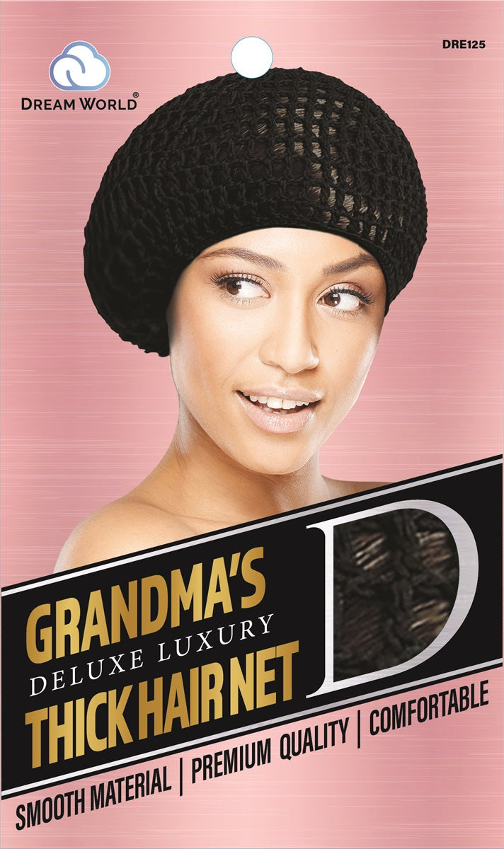 Dream World Deluxe Luxury Grandma Thick Hair Net Black DRE125 Dream World