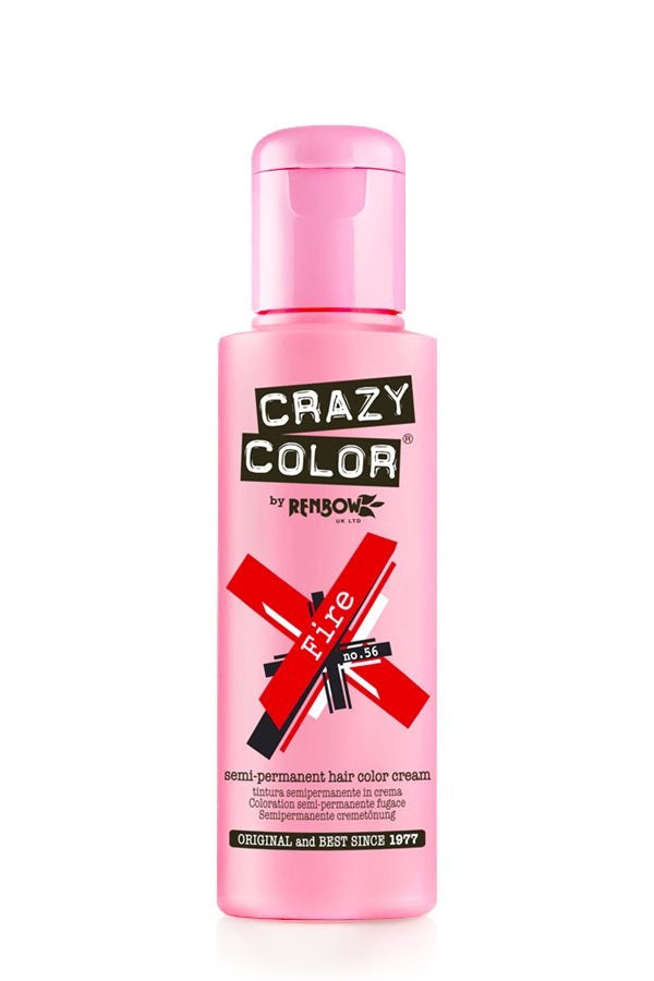 Crazy Color Semi Permanent Hair Dye Cream 56 Fire 100ml Crazy Color