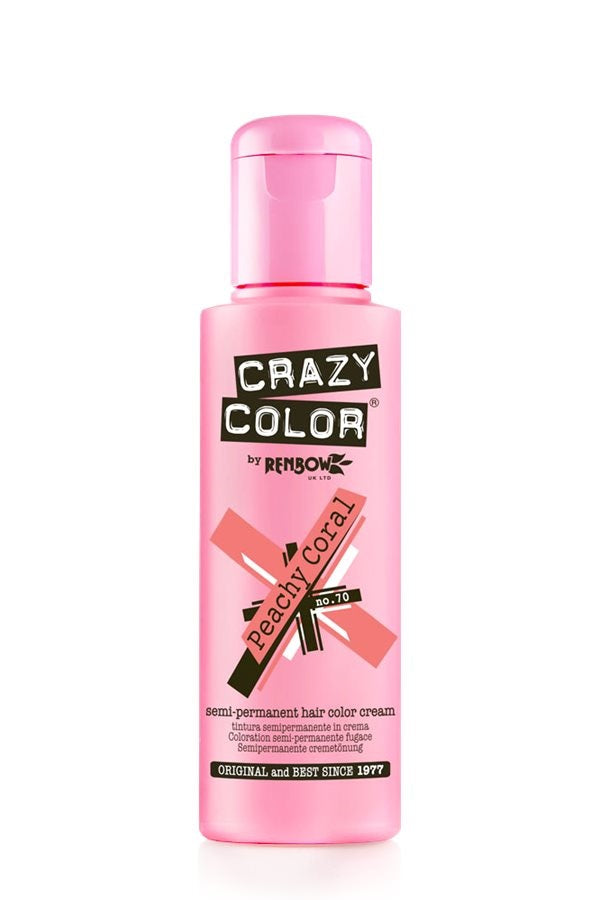 Crazy Color Semi Permanent Hair Dye Cream 70 Peachy Coral 100ml Crazy Color