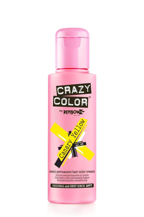 Crazy Color Semi Permanent Hair Dye Cream 49 Canary Yellow 100ml Crazy Color