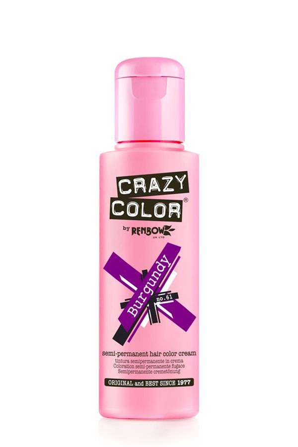 Crazy Color Semi Permanent Hair Dye Cream 61 Burgundy 100ml Crazy Color