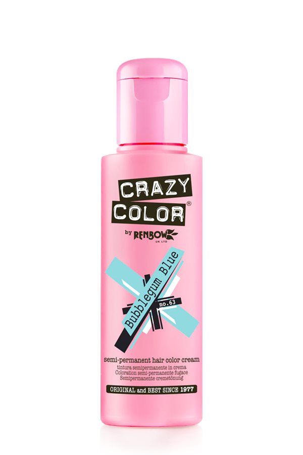 Crazy Color Semi Permanent Hair Dye Cream 63 Bubblegum Blue 100ml Crazy Color