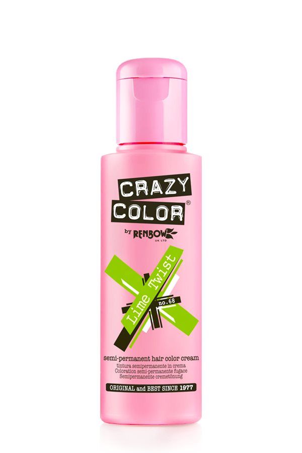 Crazy Color Semi Permanent Hair Dye Cream 68 Lime Twist 100ml Crazy Color