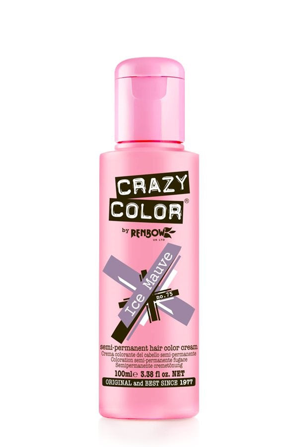Crazy Color Semi Permanent Hair Dye Cream 75 Ice Mauve 100ml Crazy Color