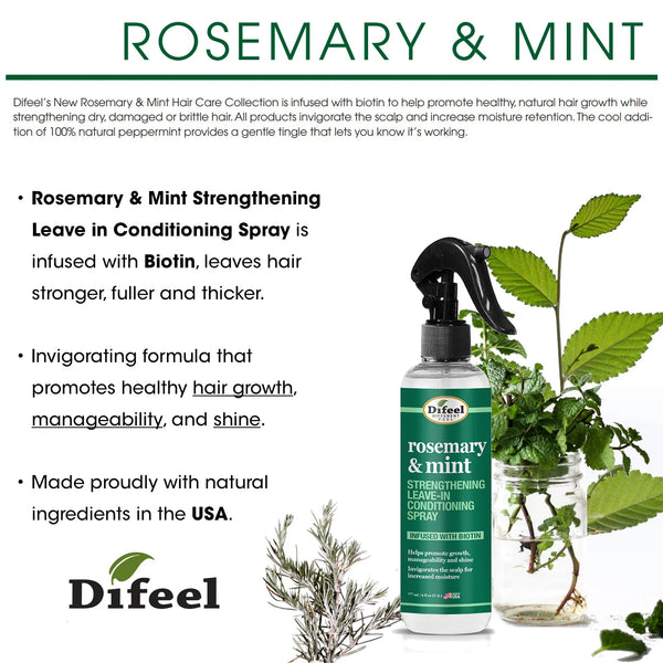 Difeel Rosemary & Mint Strengthening Leave-In Conditioning Spray 177ml Mielle Organics