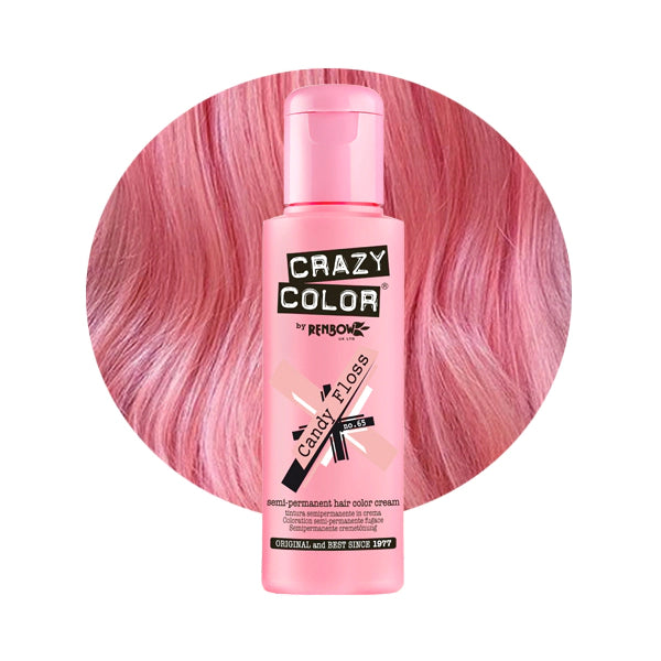 Crazy Color Semi Permanent Hair Dye Cream 65 Candy Floss 100ml Crazy Color