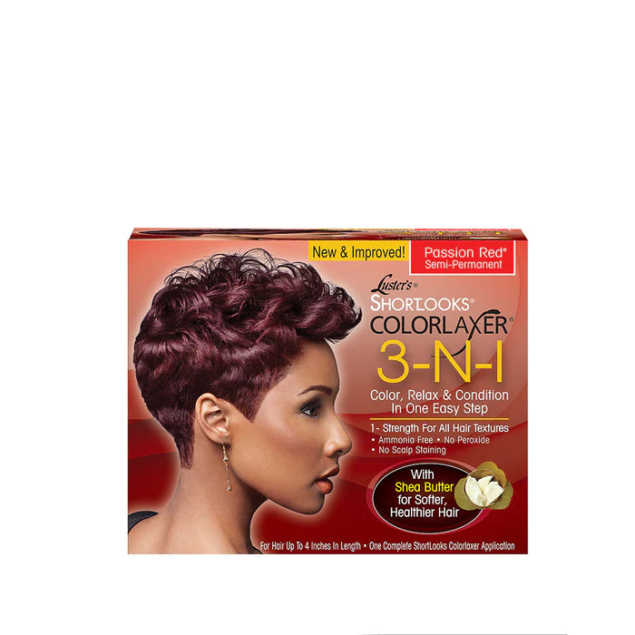 Luster's Pink ShortLooks 3-N-1 Semi Permanent Color Relaxer Passion Red Luster`s