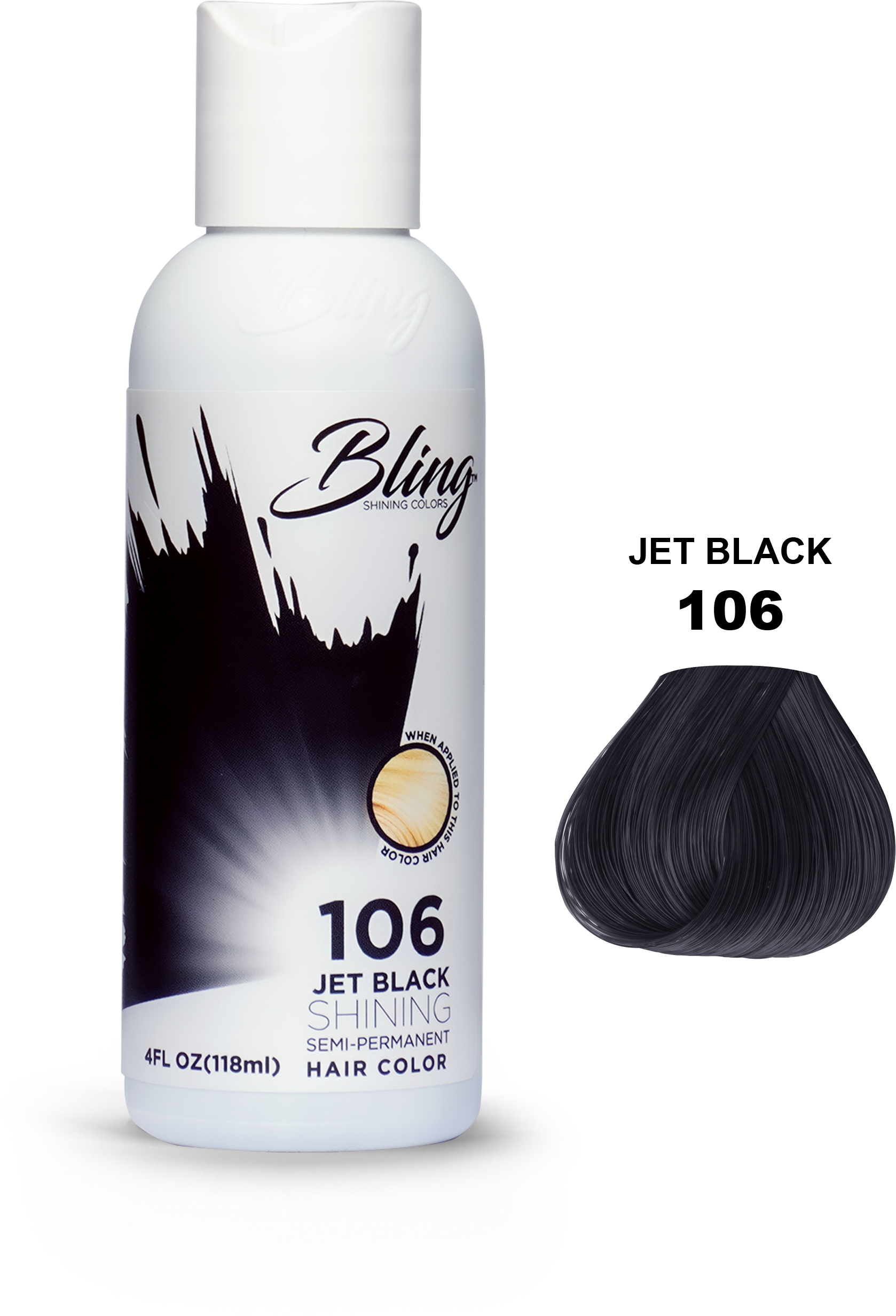 Bling Shining Semi Permanent Hair Color 106 Jet Black 118ml Bling