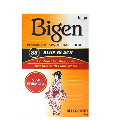 Bigen Hair Color Blue Black 88 Permanent Powder - Schwarz-Blaue Haarfarbe 6g Bigen
