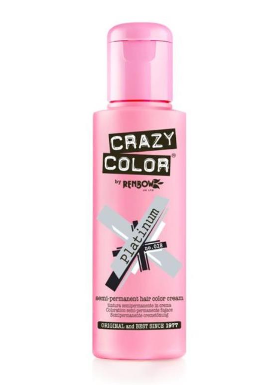Crazy Color Semi Permanent Hair Dye Cream Platinum 028 100ml Crazy Color