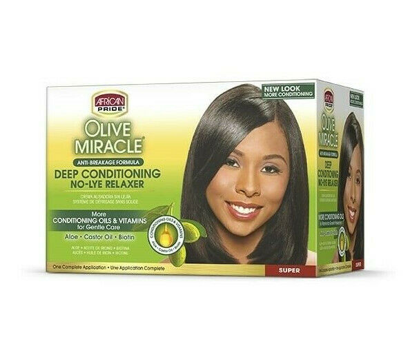African Pride Olive Deep Conditioning No Lye Relaxer Kit Super African Pride