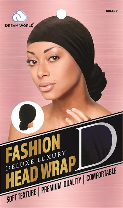 Dream World Fashion Deluxe Luxury Head Wrap Black DRE6001 Dream World