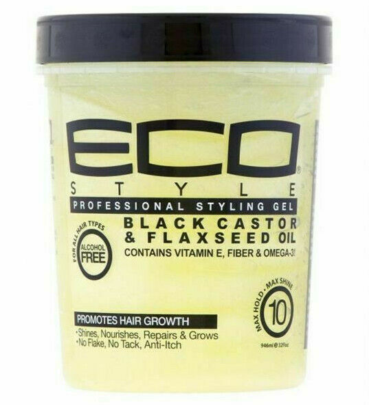 Eco Style Black Castor & Flaxseed Oil Professional Styling Gel 946ml 32oz Eco Styler