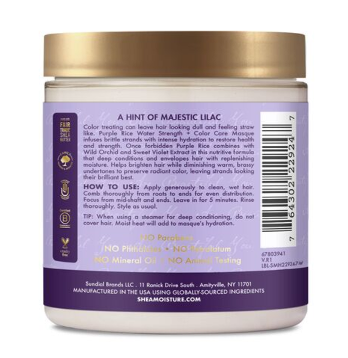 Shea Moisture Purple Rice Water Strength & Color Care Masque 8oz 227g Shea Moisture