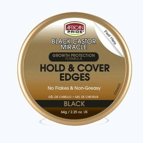 African Pride Black Castor Miracle Hold & Cover Edges Gel 64g 2.25oz African Pride