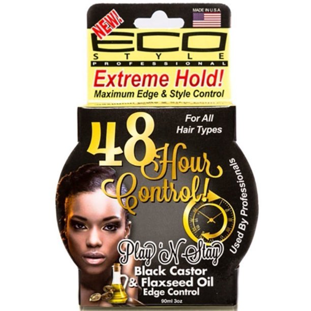 Eco Style Play 'n Stay Black Castor & Flaxseed Oil Edge Control Gel 90ml Eco Styler