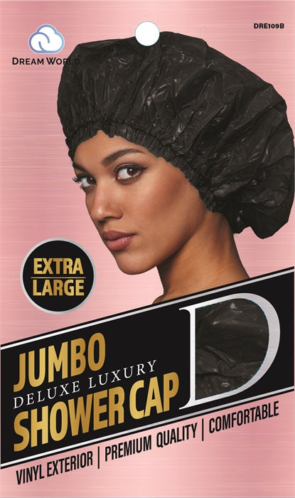 Dream World Shower Cap Extra Large Deluxe Luxury Jumbo Black DRE109B Dream World