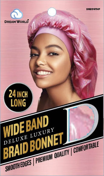 Dream World Women 24 Inch Wide Band Deluxe Luxury Braid Bonnet DRE174THP Dream World