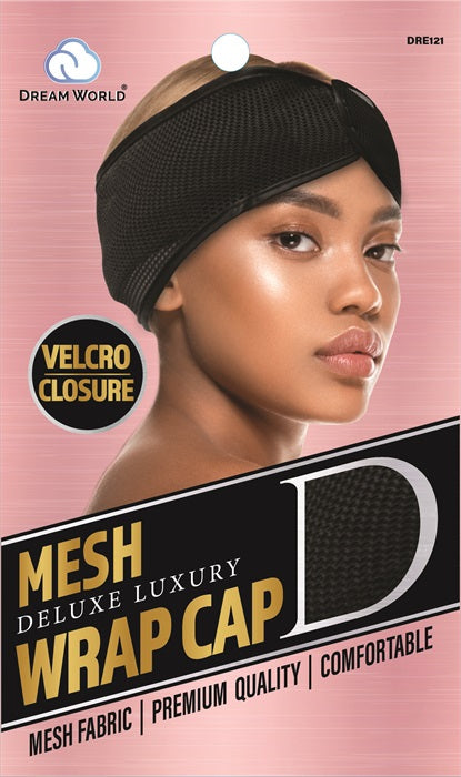 Dream World Mesh Wrap Cap Velcro Closure Black DRE121 Dream World