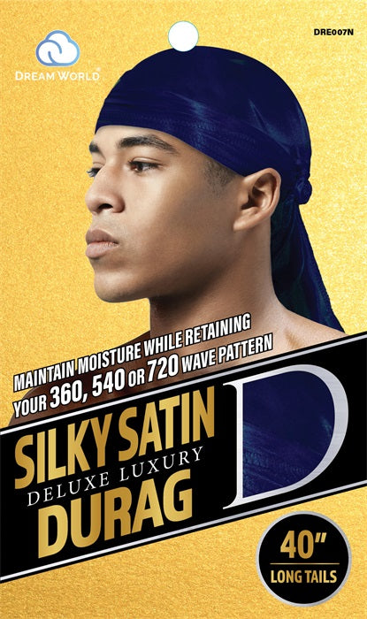 Dream World Silky & Shiny Deluxe Luxury Du-Rag Navy DRE007N Dream World