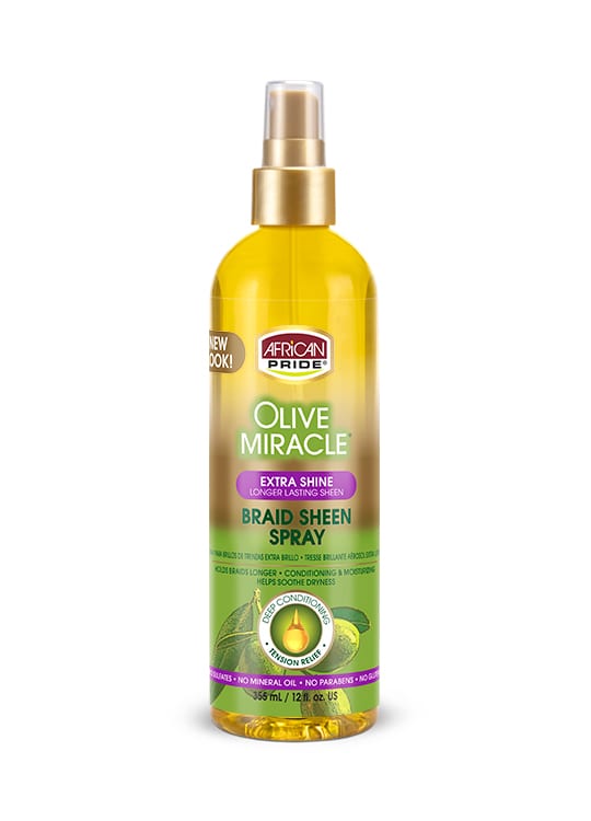 African Pride Olive Miracle Braid Sheen Spray Extra Shine 355ml African Pride