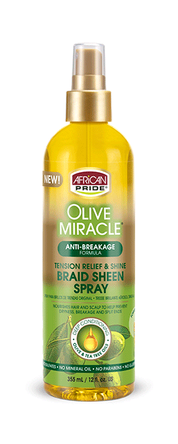 African Pride Olive Miracle Anti Breakage Braid Sheen Spray 355ml African Pride