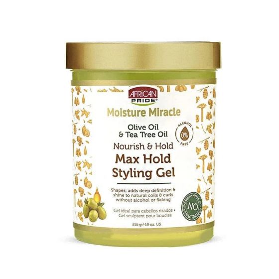 African Pride Moisture Miracle Olive Tea Tree Oil Max Hold Styling Gel 510g African Pride