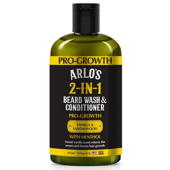 Arlo's Pro-Growth 2-in-1 Beard Wash and Conditioner - Vanilla Sandalwood with Menthol 355ml Arlo`s