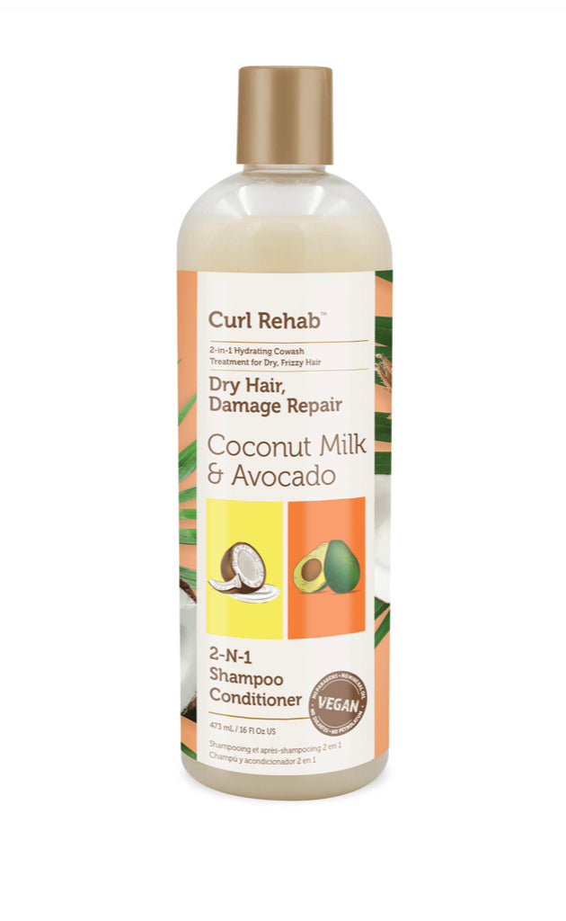 Curl Rehab Coconut Milk & Avocado 2-in-1 Shampoo Conditioner 473ml Curl Rehab