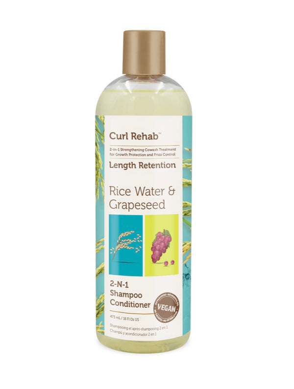 Curl Rehab Rice Water & Grapeseed Oil 2-in-1 Shampoo Conditioner 473ml Curl Rehab